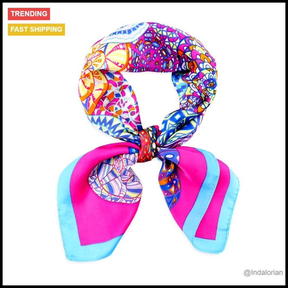 Silk Feeling Square Scarf Elegant Minimal Chic Accessory Versatile Y2K